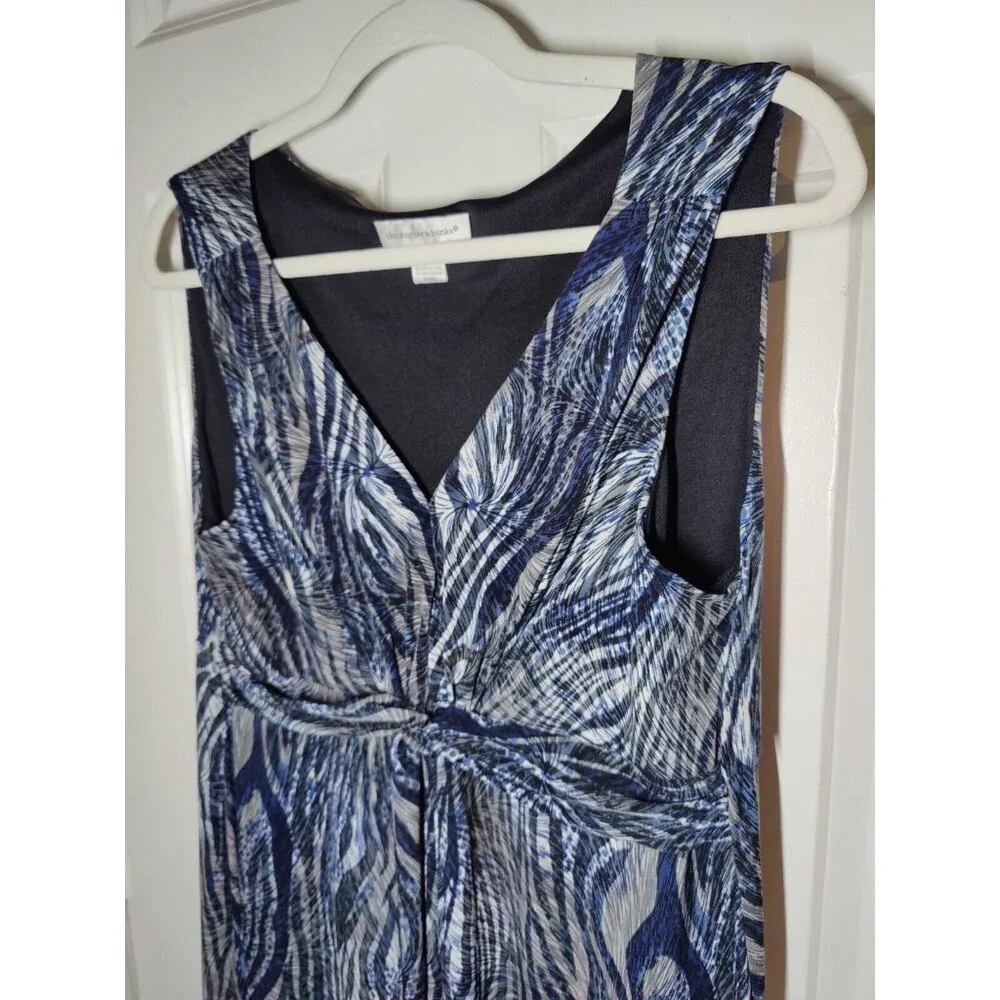 Christopher & Banks Sleeveless Blue & Gray Zebra Print Stretch Maxi Dress 10‎
